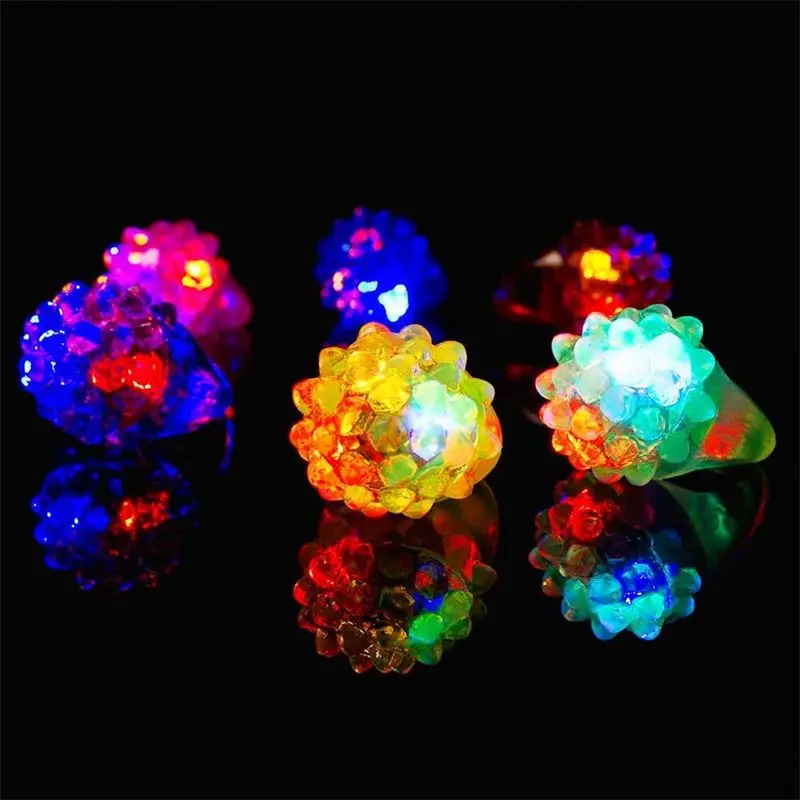 YYPD LED Light Up Porcupine Spike Rings Bulk Binky Jelly Ring Party Favor for Bar and Parties Assorted Colors
