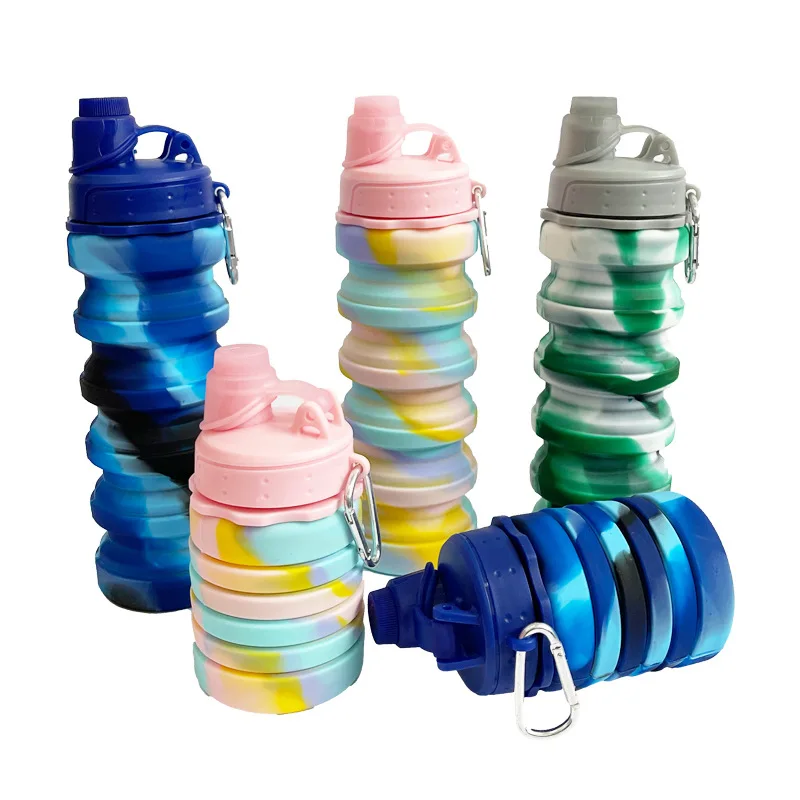Wholesale Folding Cup  Multifunctional Collapsible Silicone Cup 500ml Folding Sport Water Bottle Retractable Travel Drink Bottle