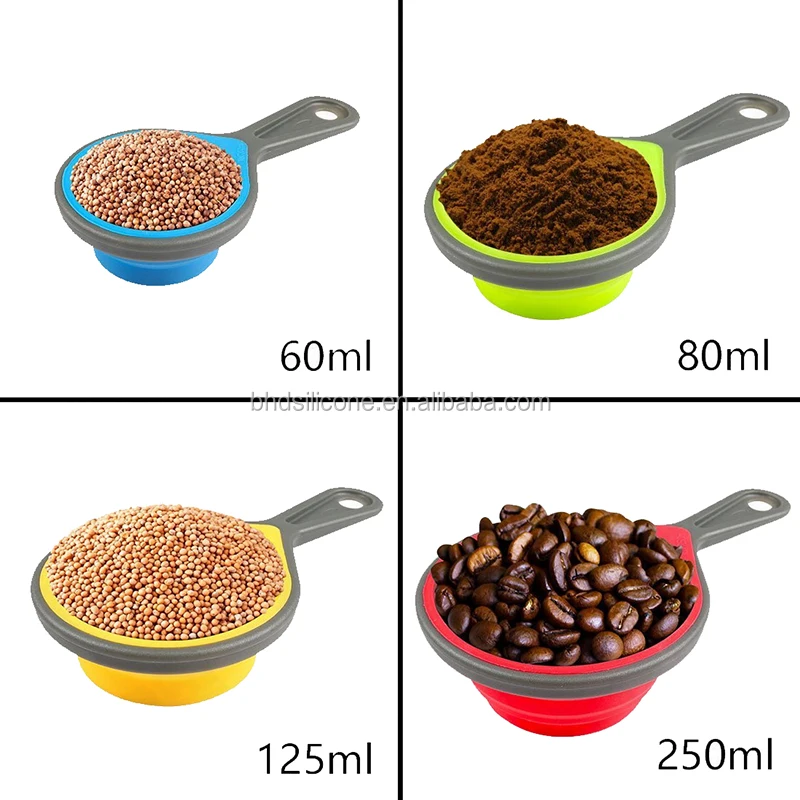 
Benhaida Food Grade Approved 8 Pieces Silicone Collapsible Measuring Cups Spoons 