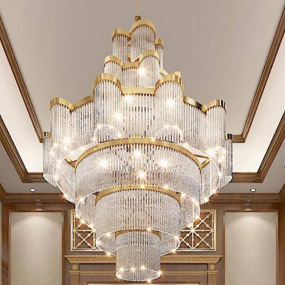 Luxury Style Indoor Decoration Hotel Villa Staircase LED Big Crystal Ceiling Chandelier