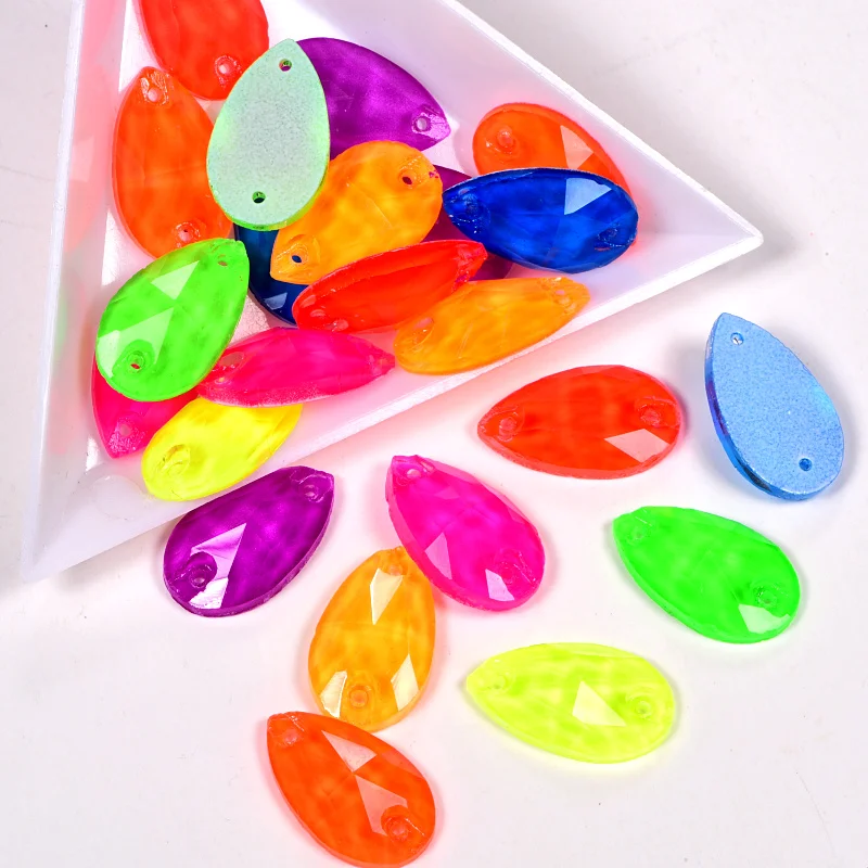 
Wholesale Neon Teardrop Glass Sew on Rhinestones for Sewed Rhinestones Clothes Decorations 