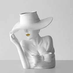 Simple Hot Sale Elegant Goddess Resin Crafts Flower Arrangement Resin Vases Decoration