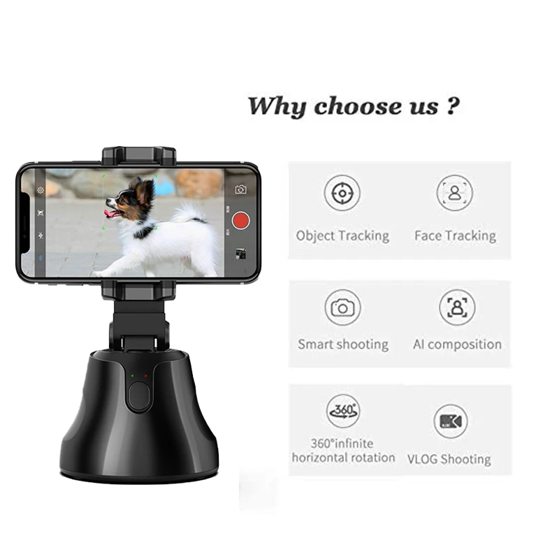 
Amazon 360 degree Face object Tracking Selfie Stick Smart Phone Holder Gimbal robot cameraman For Photo Video 