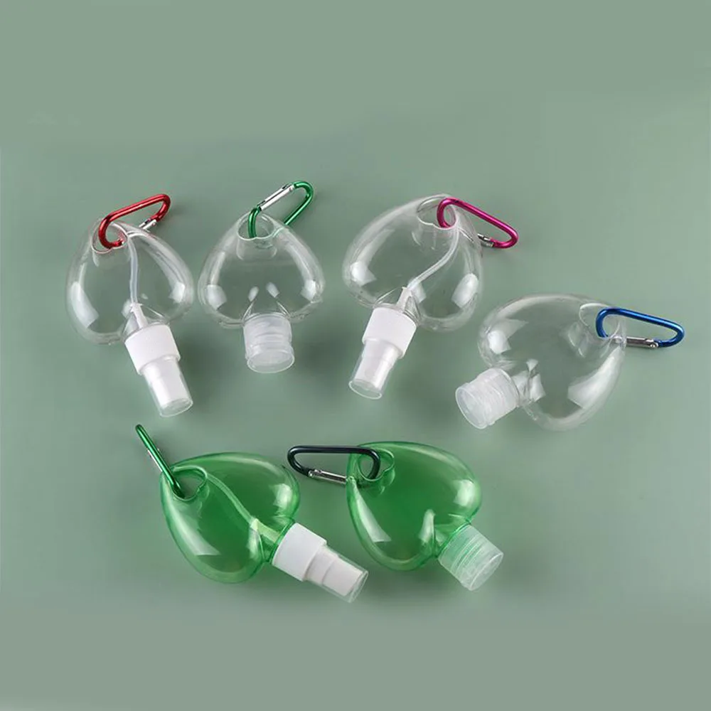 petg 50ml keychain heart shape alcohol spray bottle with hook flip cap