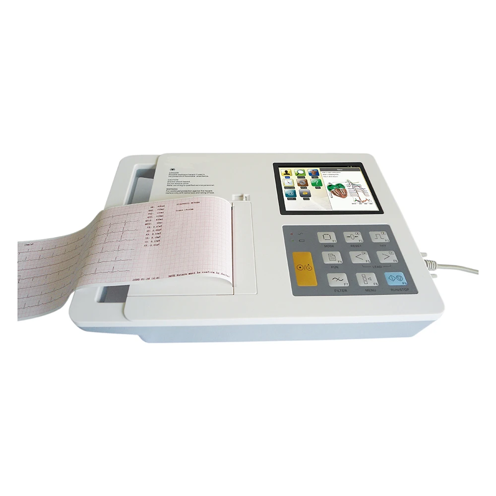 Portable Digital Touch Screen 6 Channel 12 Leads Electrocardiogram ECG Machine