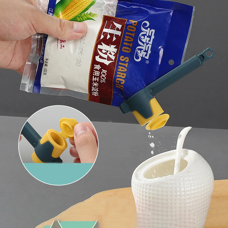 
2021 New Fashion Kitchen Tools Food Sealer Plastic Bag Discharge Spout Food Moisture-proof Seal Clip Discharge Port Sealing Clip 