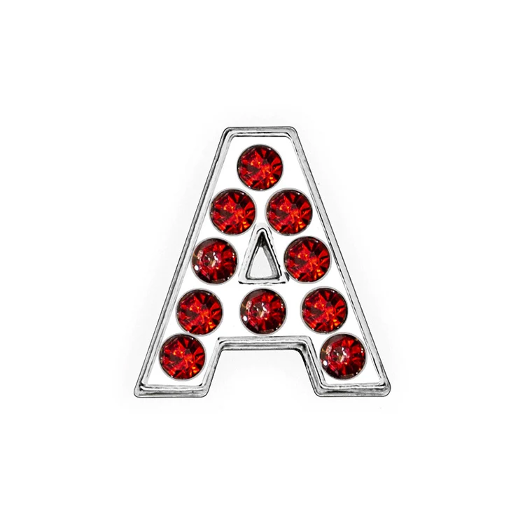 YN Jewelry Making Accessories Red Rhinestone Letter Slide Charm A-Z Initial Craft Personalized Bracelet Key Chain Slide Letter