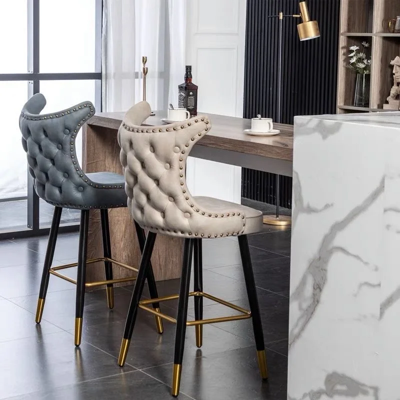 Kitchen Chair Velvet Bar Stools Metal Bar Stools High Luxury Bar Stool Gold for Home Hotel Wedding Stainless Steel Dining Chair