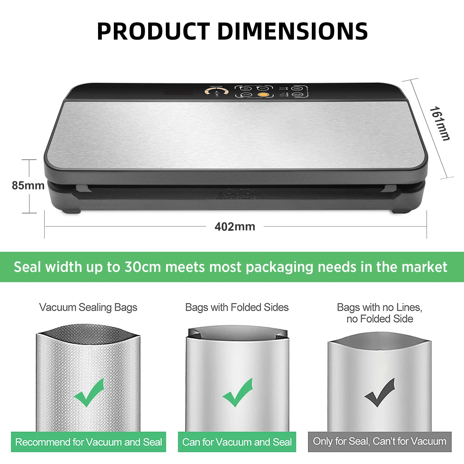 Super Powerful Electric Food Vacuum Sealer Stainless Steel for Household Use Extends Lifespan of Food Five Times