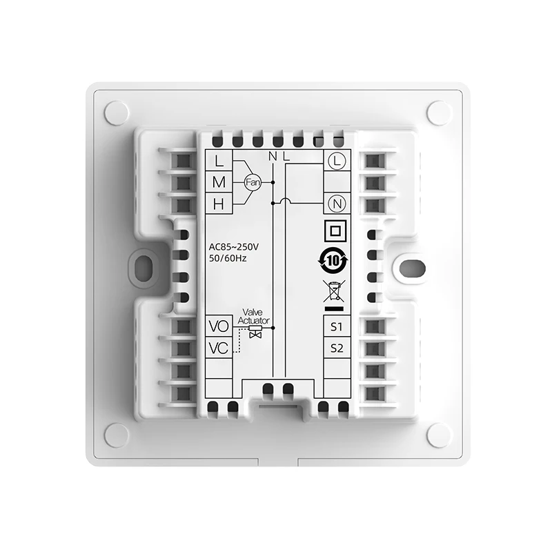 HaiLin  HL2036DA2-T 2-Pipe Programmable FCU Thermostat - Air Conditioning - Touch Button - On/Off Valve - 3-Speed Fan