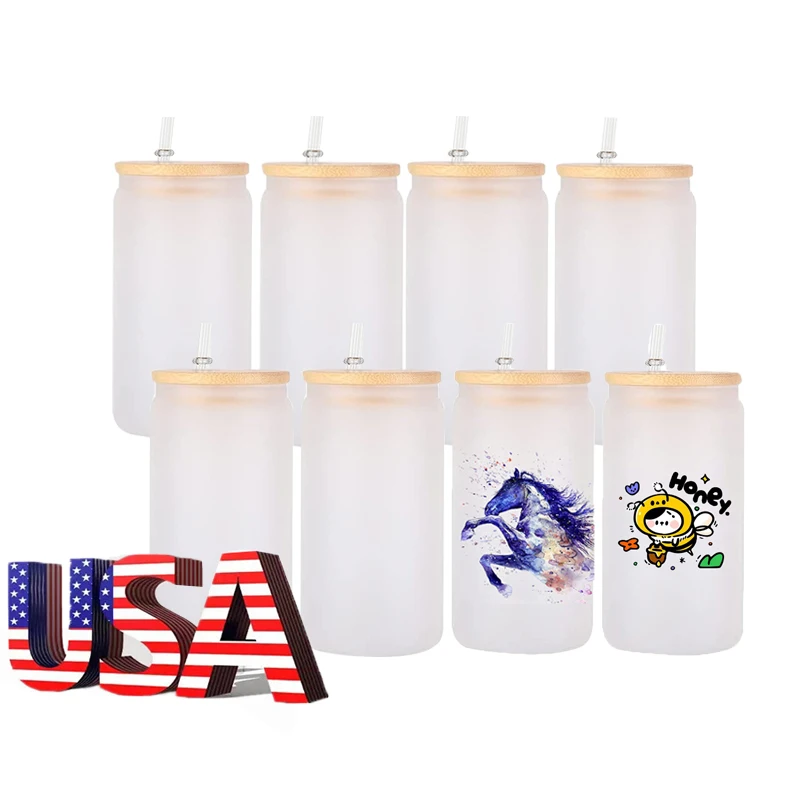USA Warehouse 16/20oz  Snow Globe Crystal Clear Double Walled Sublimation Glass Can Tumbler For Sublimation Printing