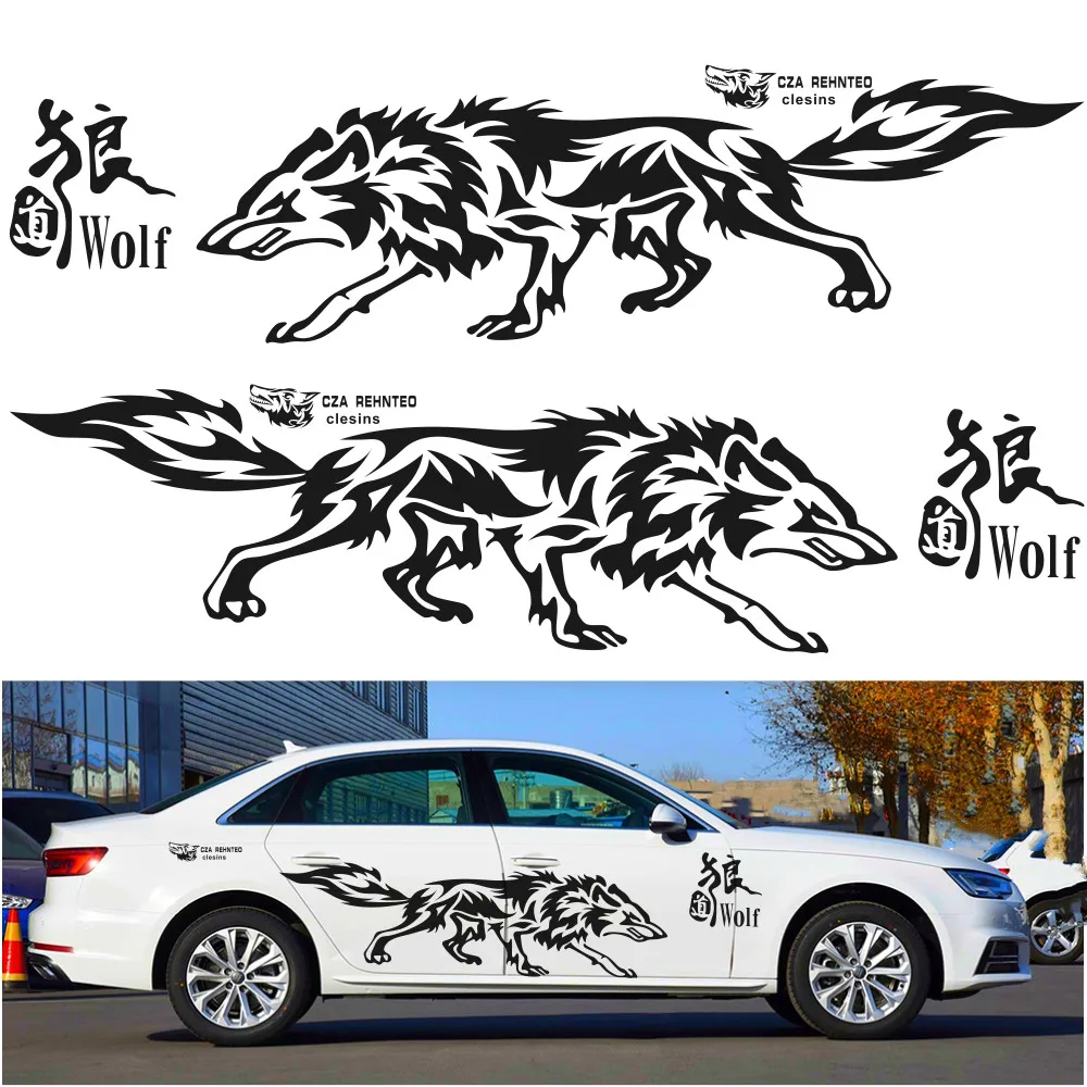 Vinyl Car Decal Sticker Wolf Graphics Body Side Decoration Sticker Animal Fierce Wolf Waterproof Decals Auto Tuning Accessories
