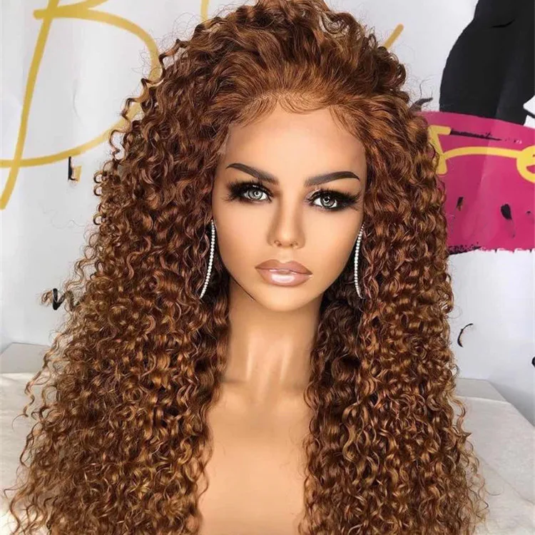 wigs for black women wholesale aligned virgin hair brown curly 13*4 lace front wig 180 density 100% human hair wig