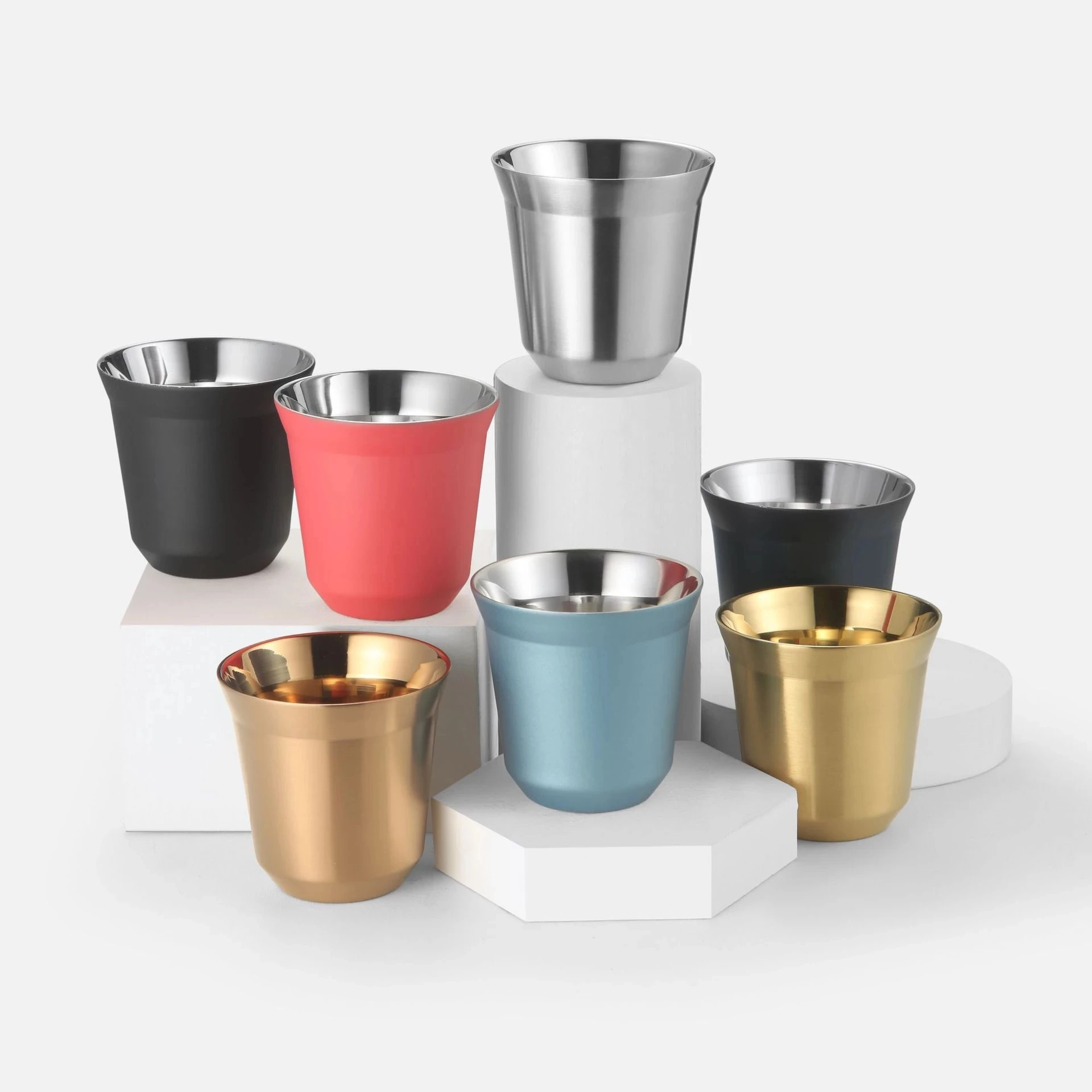 Factory Wholesale 80 ml 2.7oz 160 ml 5.5 oz Stainless Steel  Coffee Tea Cup Double Wall Insulated Espresso Cups