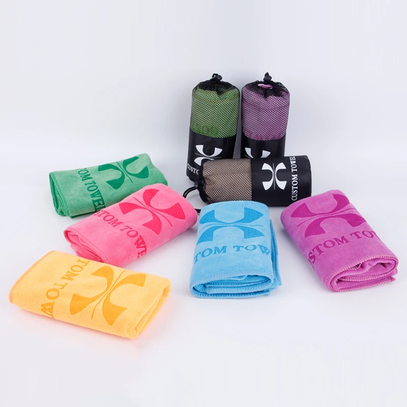 Microfiber Logo Custom Print Hand Face Hair Towel High Quality Coral Fleece YOGA Salon Body Bath Towel Set Gym Towel