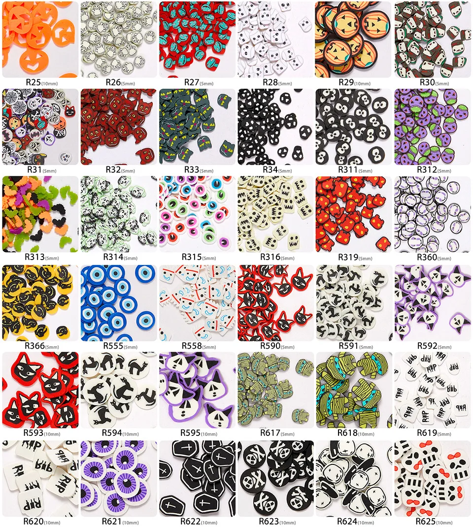 Wholesale 5mm Fruits Shape Christmas Halloween Sprinkles Polymer Clay Slices for Nail Slime Epoxy Resin Craft Diy