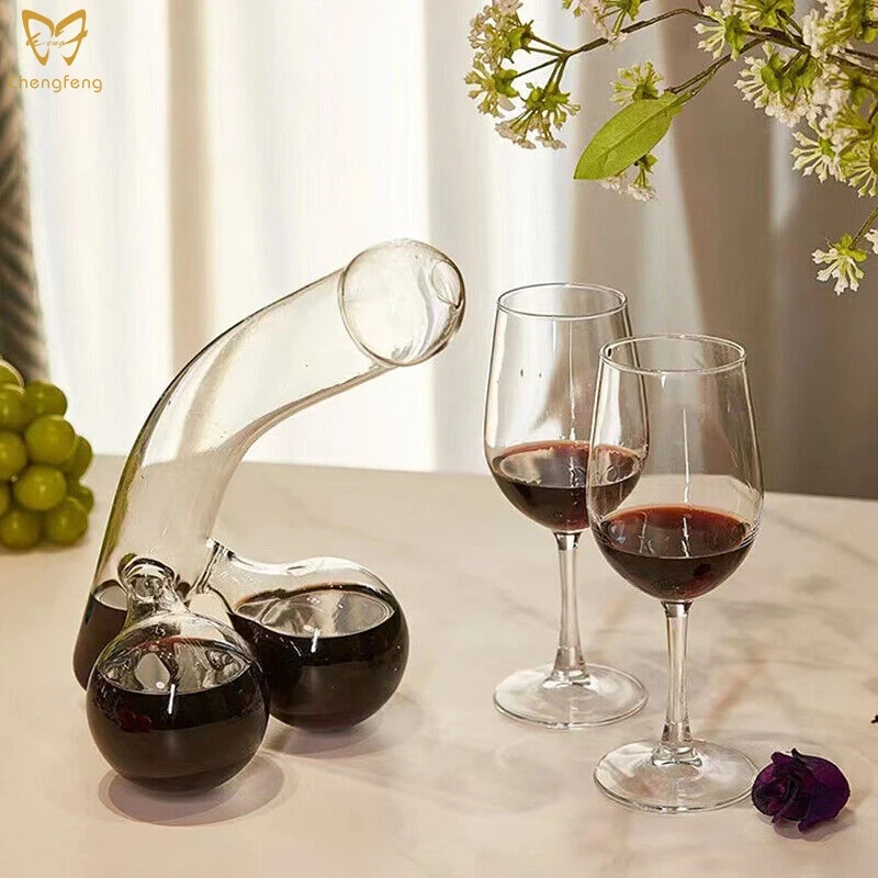Hot Selling High Borosilicate Glass Creative Unique Funny Wine Decanter for bar