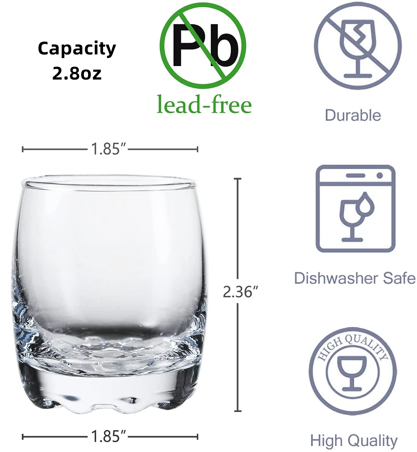 Customized 2.8oz 80ml Heavy Base Shot Glass Set Whisky Vodka Tequila glass cup shot glass for bar party