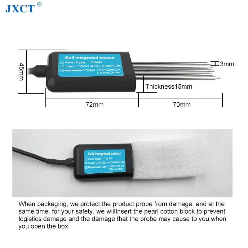 Agricultural 7 in 1 Integrated Soil NPK PH EC Temperature and Moisture Sensor