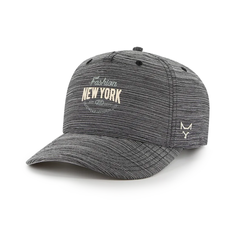 Line Pattern Fabric High Crown Baseball Hat with Colored TPU