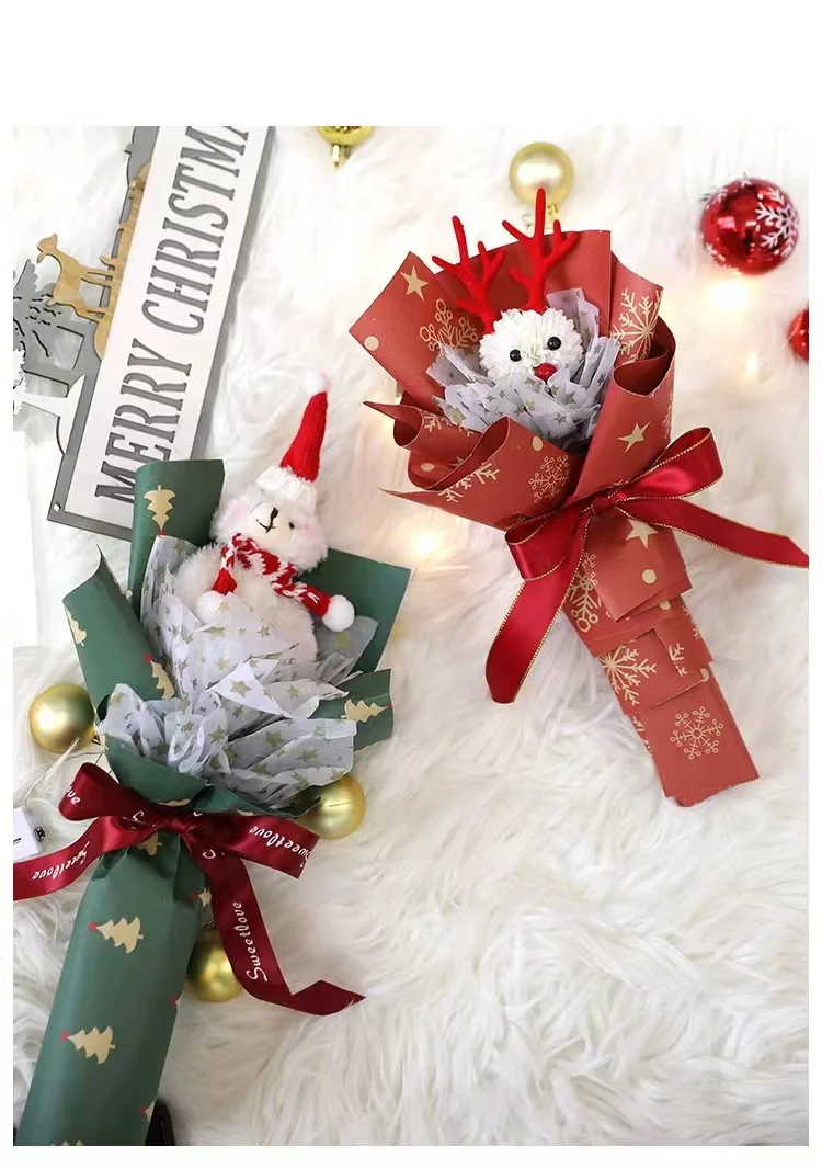 New Arrival DIY Small Mini Lovely Toy Christmas Toy Snowman Soap Flower Bouquet For Christmas Gift Decoration