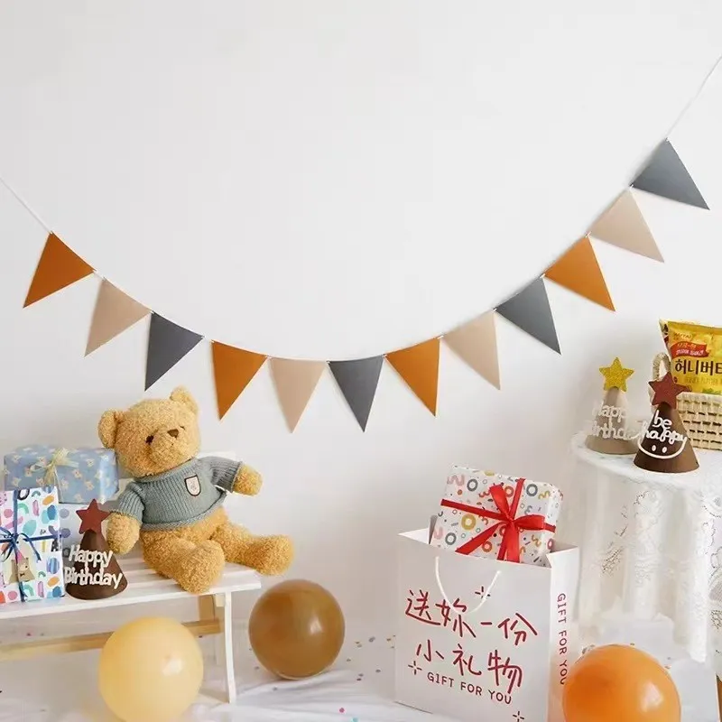 12pcs colorful rainbow flag birthday party flag wedding holiday RPET felt pennant flag