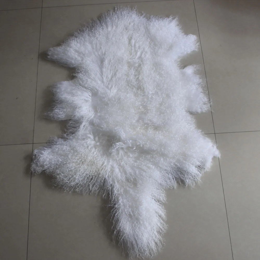 CFR50 Handmade long pile wool Mongolian lambskin fur carpet rug for home kitchen floor hotel
