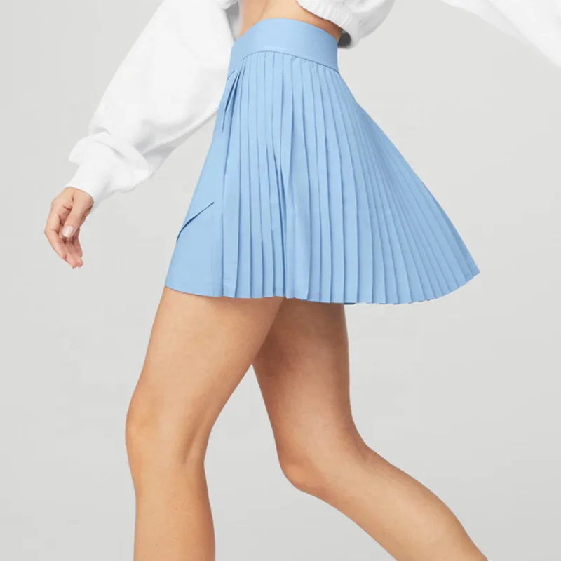 Высококачественные простые атласные ассиметричные плиссированные дышащие теннисные элегантные Леггинсы с карманами