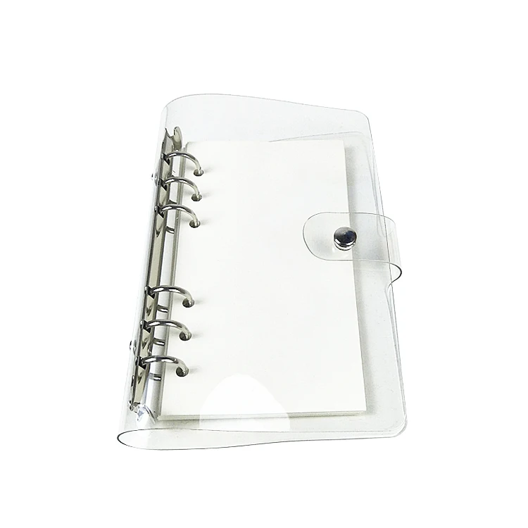 Cheap A5 Ring Binder hologram transparent pvc notebook with metal button closure
