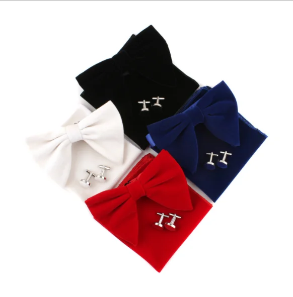 Костюм-смокинг с готовым узелком Галстуки бархат Мужская большая ретро и бантиком-бабочкой, платье с галстуком-бабочкой