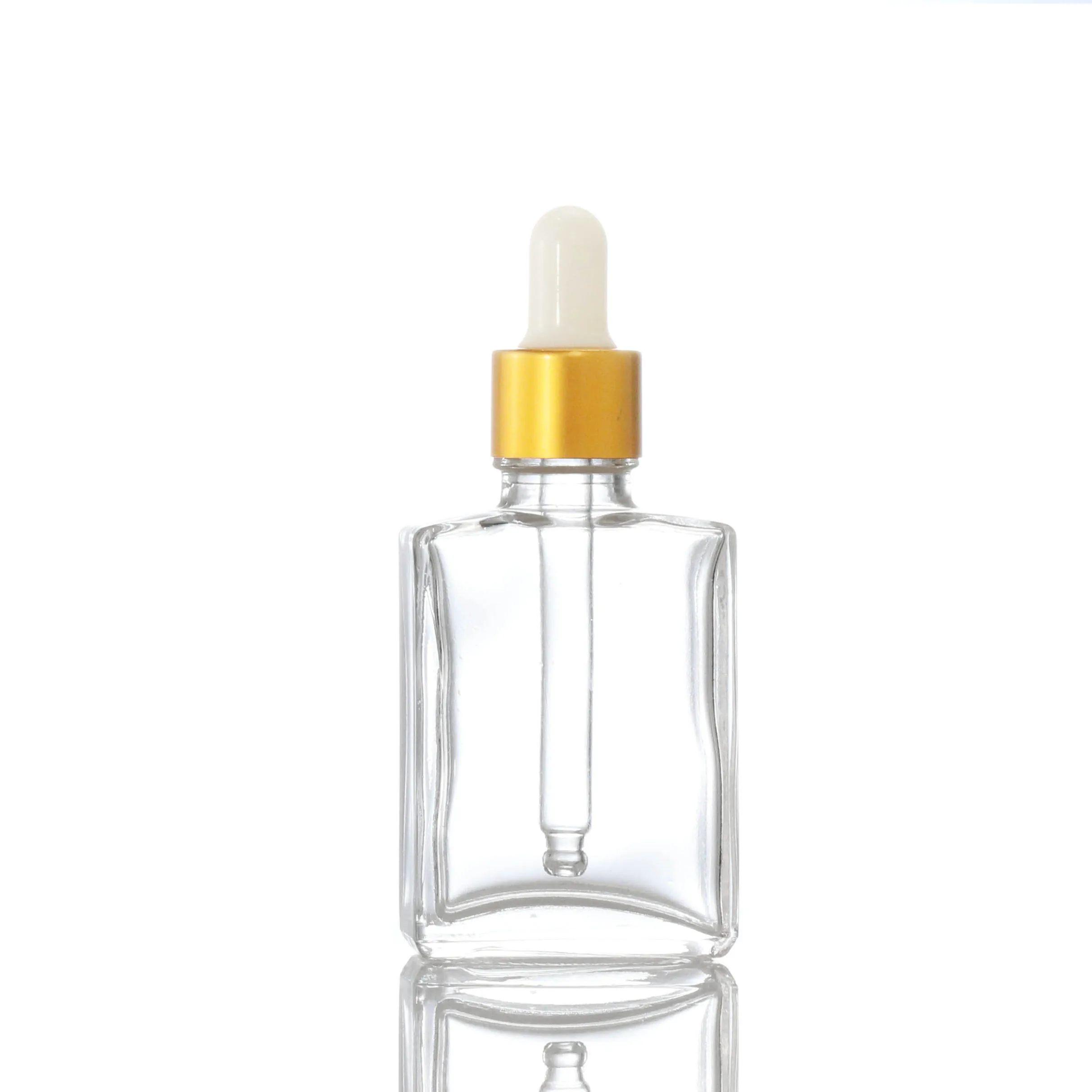 high-end rectangle perfume bottle 30ml 50ml 100ml skin care serum glass dropper bottle for essential oil cosmetic packaging