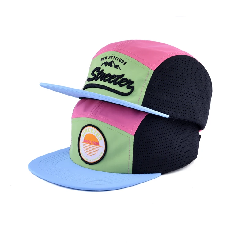 Высококачественная печатная 3D-вышивка с логотипом 5-панельная Беговая шляпа водонепроницаемая Полиэстеровая лазерная резка перфорированная Кепка для кемпинга