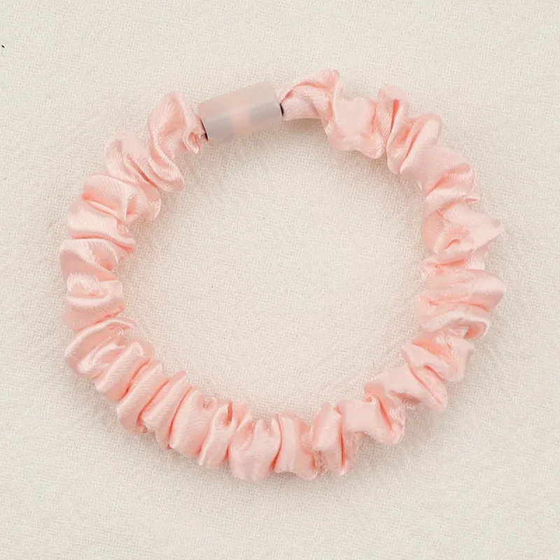 Wholesale Silky Skinny Small Scrunchies Hair Bow Ties Ropes Bands Skinny Scrunchy Elastic Ponytail Holders for Women Girls