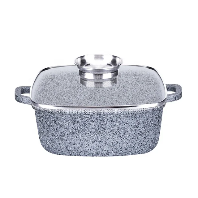 Square Casserole Soup Pot Kitchen Casserole With Granite Non Stick Stone Coating