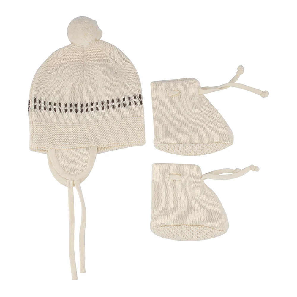 Trending Designer Toddler Knit Sweater New Born Baby Kids Sweater Boys Girls Set Baby Clothing Cross Stitch Knit 3 Pc Set