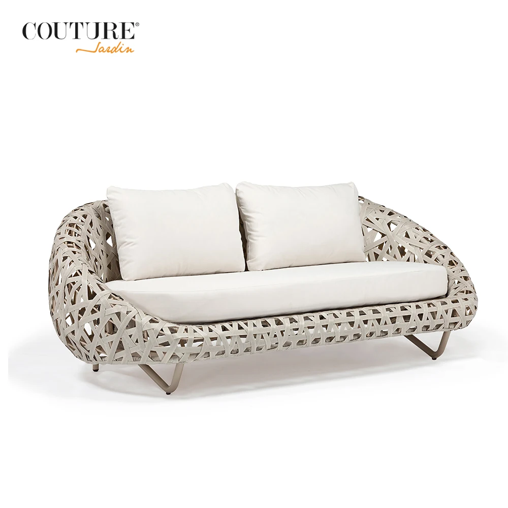 Couture Luxury Hotel Design Garden Rattan Outdoor Furniture Alum Wicker Single Rattan Sofa Set