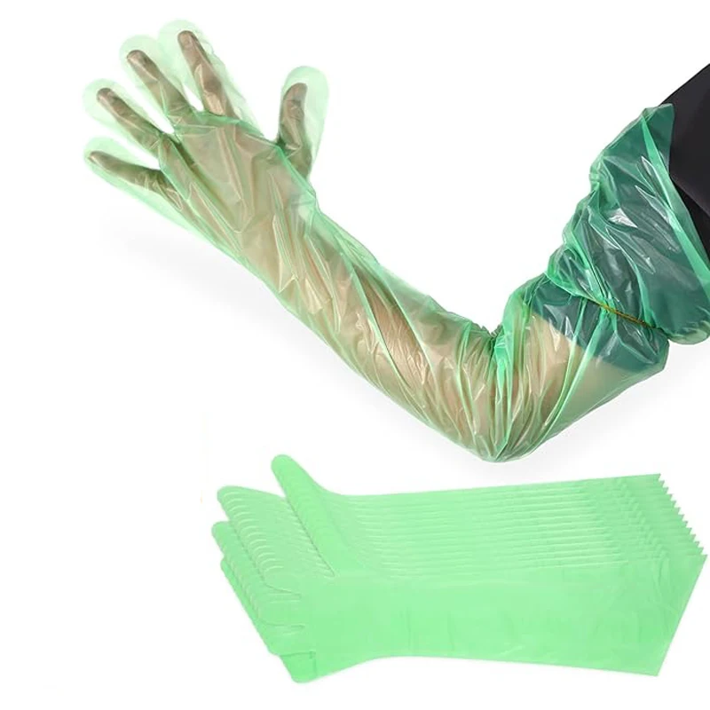 Polyethylene Veterinary Glove Latex Free Hunting Field Disposable Shoulder Length Gloves Green