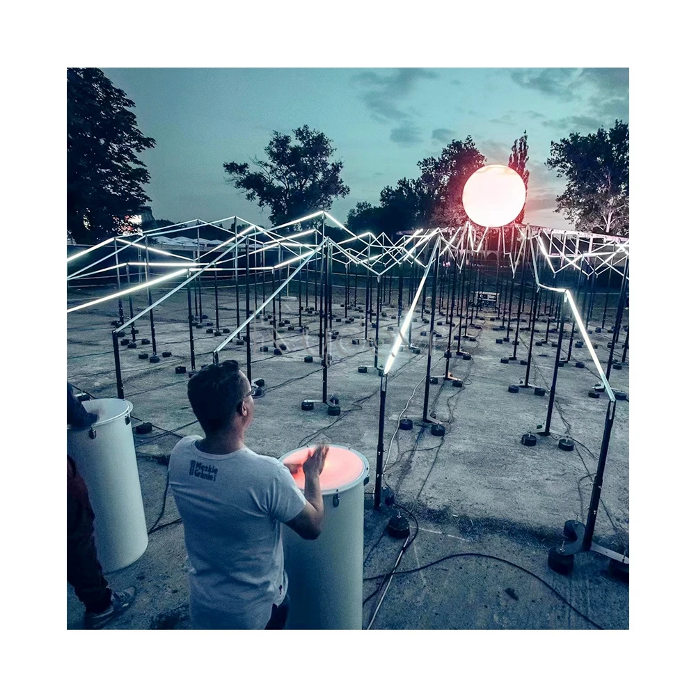 Electric entretenimiento outdoor playground night lamp drum RGB dynamic optical interactive landscape lighting