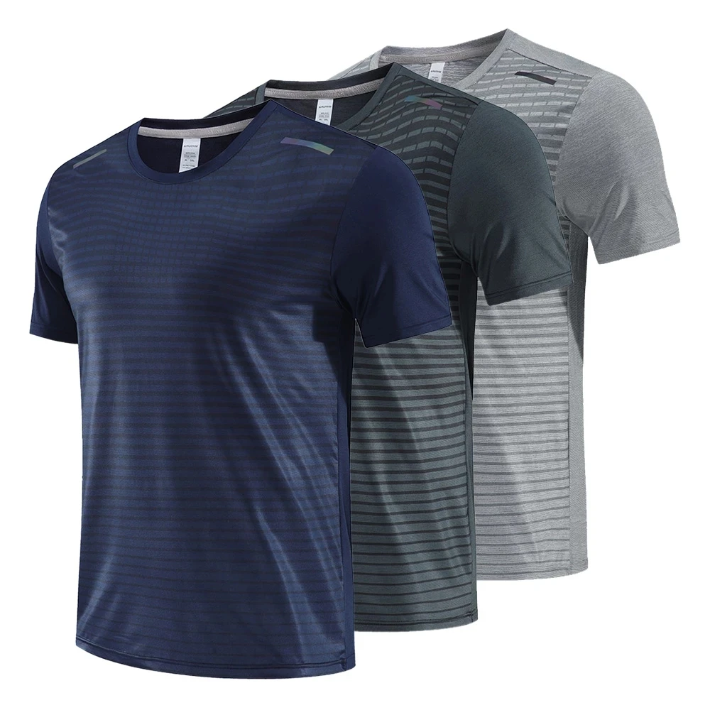 High Quality Polyester Men Running T Shirt Quick Drying Fitness Shirt Training Clothes Exercise Gym Sport Shirt Lightweight Tops