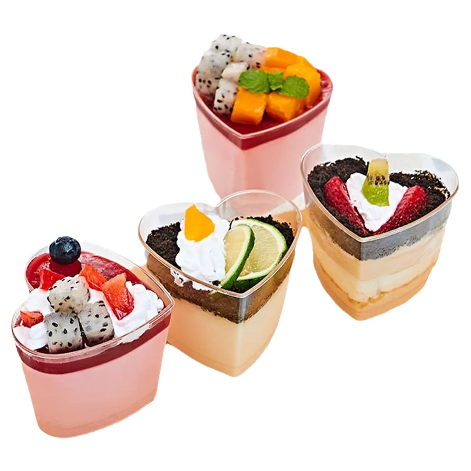 IMEE Fancy Love Shape PPS Transparent Plastic Tiramisu Container Packaging Disposable Mousse Cake Portable Dessert Container