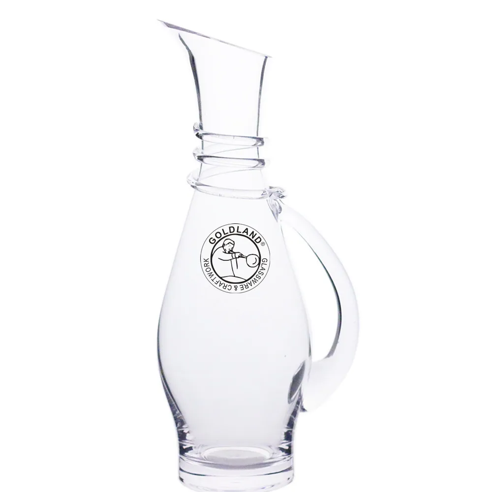 Custom Sculptural Slanted Top Spout Crystal Glass Red Wine Decanter Glass Carafe Pourer Aerator
