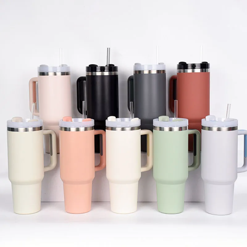 40oz h2.0 plus Vacuum Adventure coffee christmas tumbler with handle and straw ready to ship customized logo for car