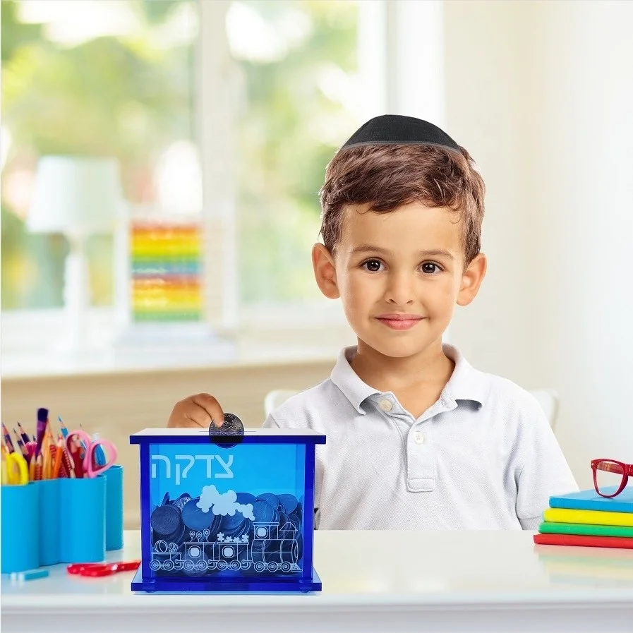 Judaica Tzedakah коробка акриловая витрина с печатным дизайном