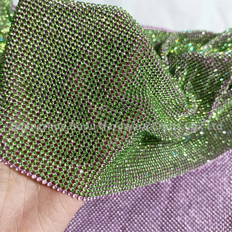 Different Colors Shiny Luxury Crystal Mesh Fabric Metal Rhinestone Mesh For Cellphone Case Women Bags