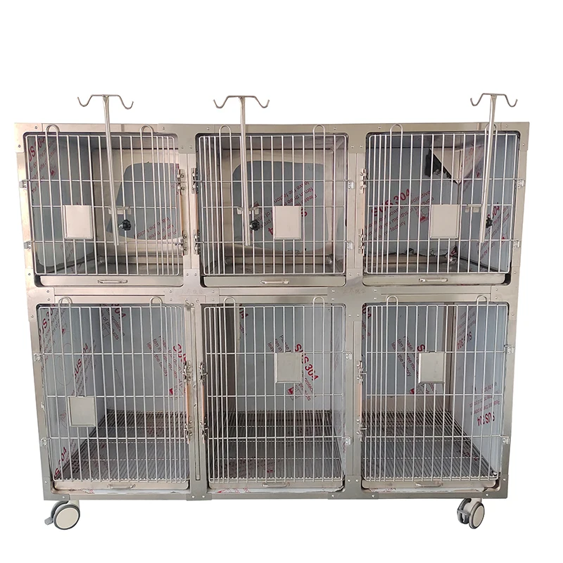Pet Cage Stainless Steel Pet Cage Clinic Large Kennel Pet Cages, Carriers
