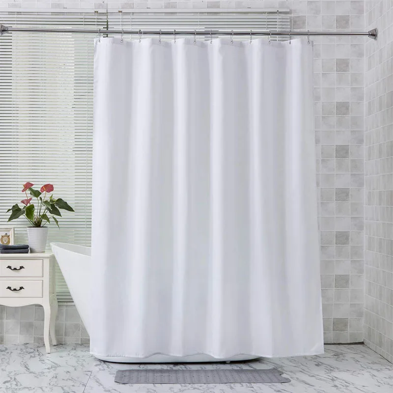 Bathroom Decor Curtain 100% Polyester White Washable Waterproof Bathroom Shower Curtain