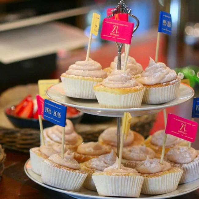Custom Paper Printed Cupcake Flags Bamboo Picks Party Decorate Toothpick Flags