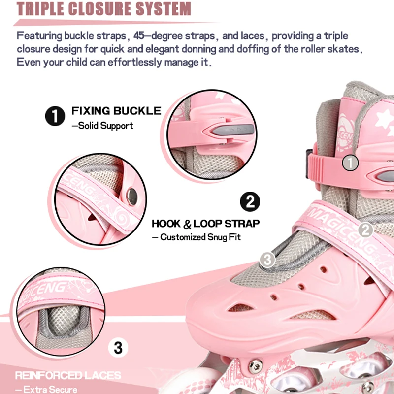 Fashionable Adjustable 4-Wheel Flashing Roller Skates Adults Kids Custom Logo Factory Professional Inline Skates Outdoor Use