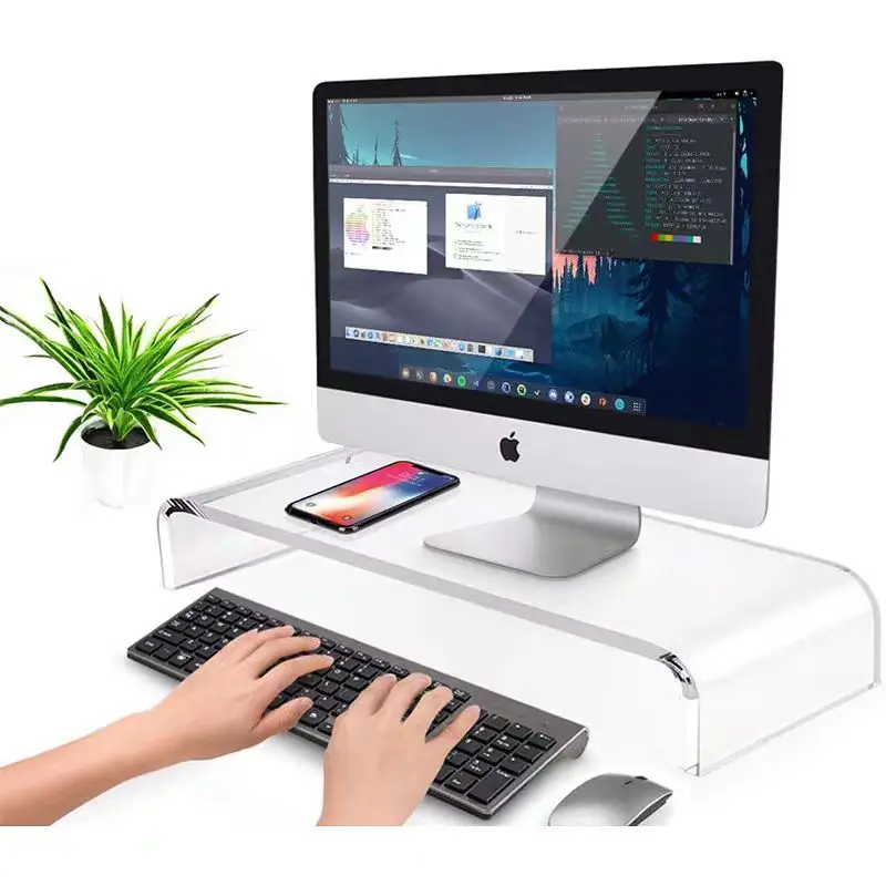 Clear Acrylic Monitor Stand Riser Laptop Acrylic Computer Monitor Heightening Stand