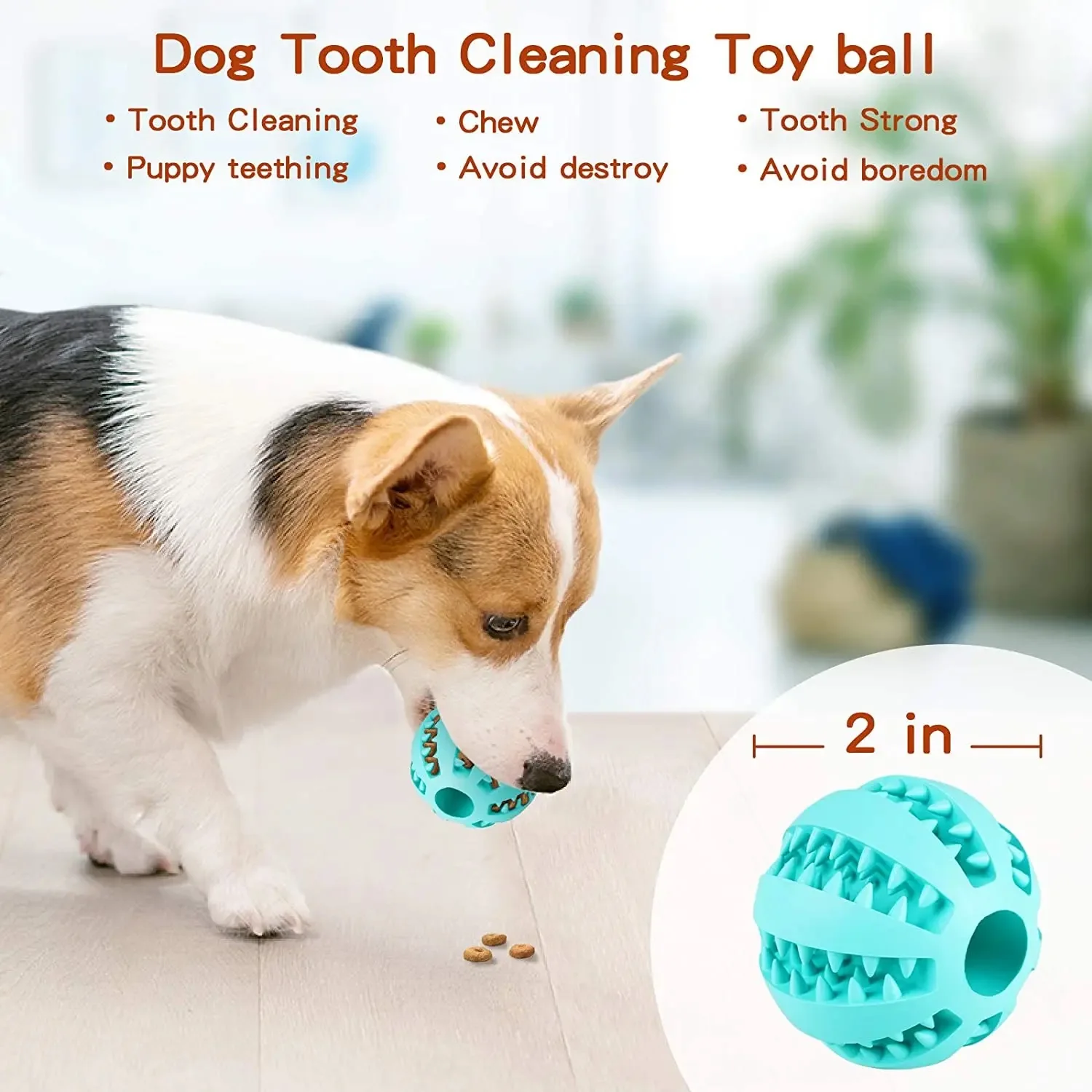 5cm Natural Rubber Pet Dog Toys Dog Chew Toys Tooth Cleaning Treat Ball Extra Tough Interactive Elasticity Ball For Pet Products